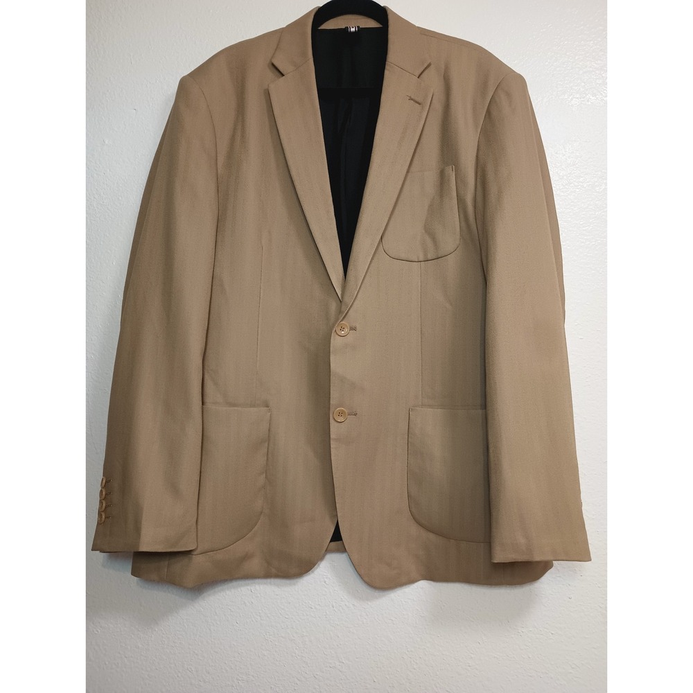 PJ Paul Jones Mens Tan Herringbone Blazer Jacket Two Button XL Tan Sport Coat